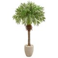 Nearly Naturals 63 in. Robellini Palm Artificial Tree in Sandstone Planter 9427